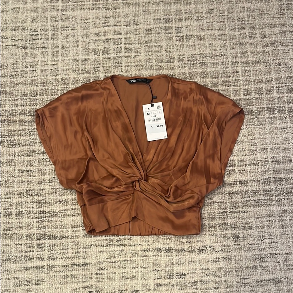 Zara Women's Brown Twist Front Top